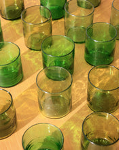 Load image into Gallery viewer, Handblown Green Tumbler Glass. Shop the range of hand sourced ceramics and glassware by Rebecca Arts online.