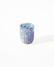 Load image into Gallery viewer, Mixed Murrine Murano Tumbler in Blue. Shop the range of Murano tumblers hand sourced by Rebecca Arts online.