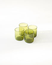 Load image into Gallery viewer, Handblown Olive Tumbler Glass. Shop the range of hand sourced ceramics and glassware by Rebecca Arts online.
