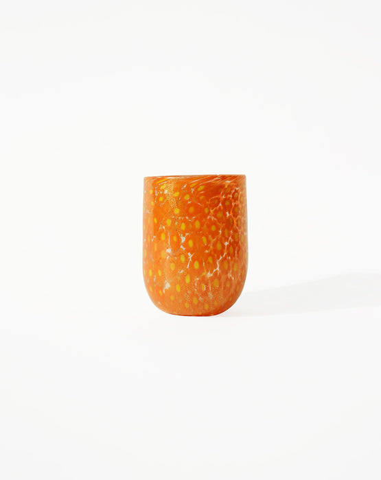 Floral Murano Tumbler in orange. Shop the range of Murano tumblers hand sourced by Rebecca Arts online.