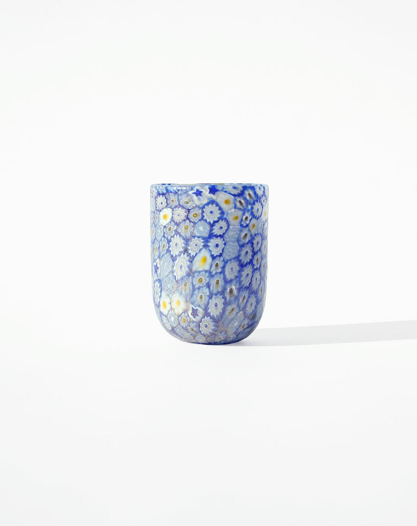 Mixed Murrine Murano Tumbler in Blue. Shop the range of Murano tumblers hand sourced by Rebecca Arts online.
