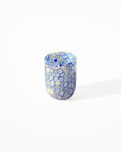 Load image into Gallery viewer, Mixed Murrine Murano Tumbler in Blue. Shop the range of Murano tumblers hand sourced by Rebecca Arts online.
