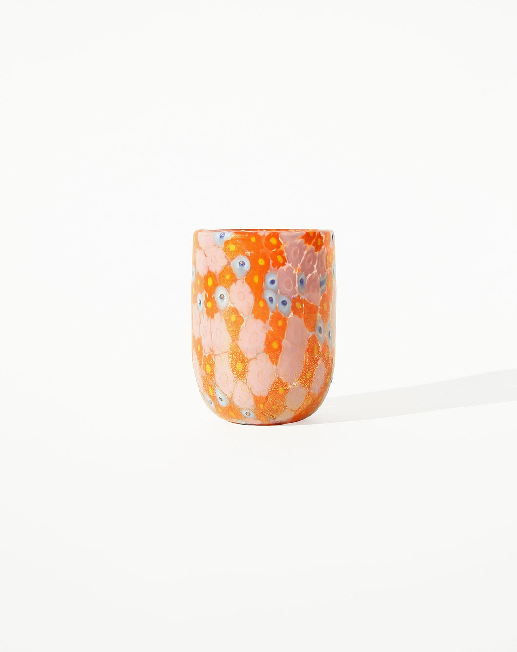 Orange Mixed Floral Murano Tumbler