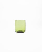Load image into Gallery viewer, Handblown Olive Tumbler Glass. Shop the range of hand sourced ceramics and glassware by Rebecca Arts online.
