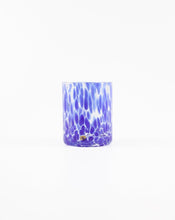 Load image into Gallery viewer, Murano tumbler in blue with a  speckled design. Shop the range of Murano tumblers hand sourced by Rebecca Arts online.
